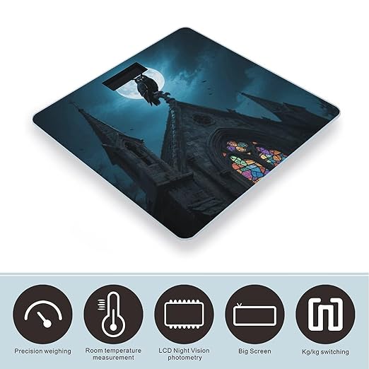 Black Owl on Church Weight Scale Large Digital Bathroom Scales with Bright LED Display Non Slip Digital Scale and Step On Fashion Weighing Machine for Body