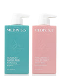 Medix 5.5 Hyaluronic Acid Hydrating Body Treatment Cream + Glycolic Acid Exfoliating Body Wash Set