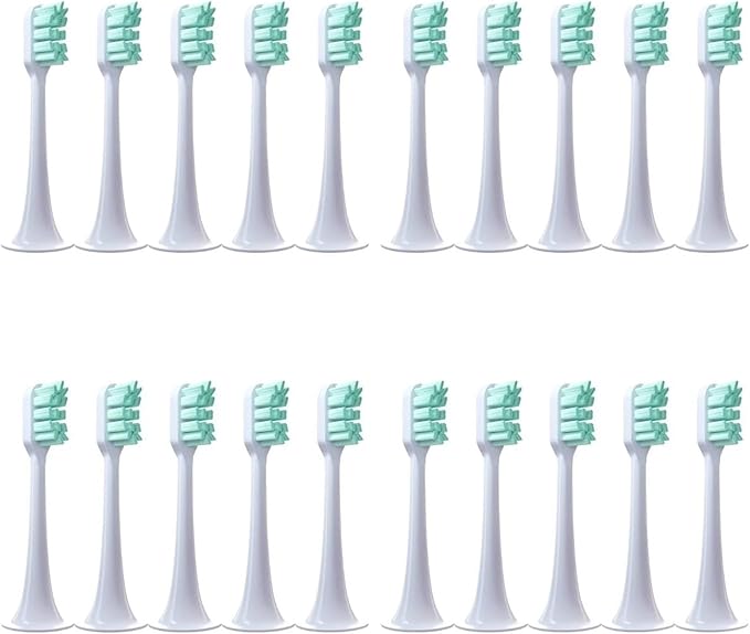 20pcsCompatible for XIAOMI MIJIA T300 T500 Sonic Toothbrush Heads Teethbrush Replacement(20pcs Green-Standard)