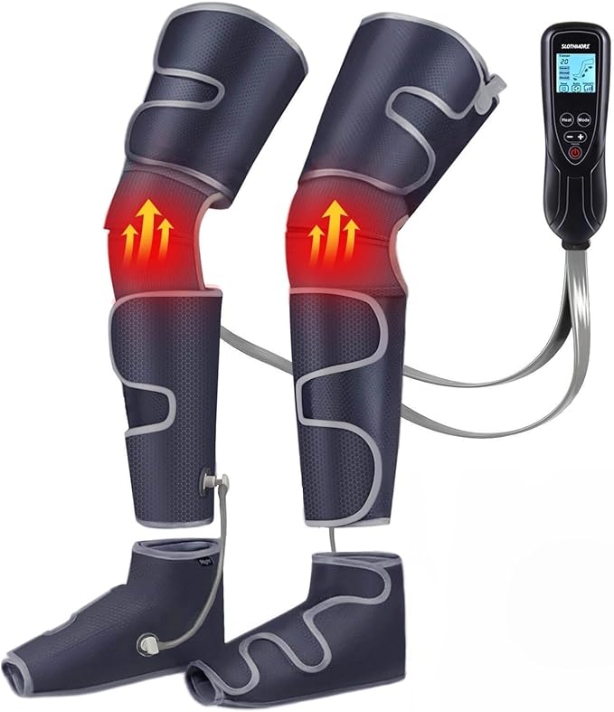SLOTHMORE Leg Massager for Circulation and Pain Relief Air Compression Foot Massage with 3 Heat Levels 4 Modes 4-in-1 Foot Calf Knee &amp Thigh Knee Heating Therapy Gift for Mom Dad