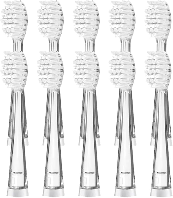 10PCS Small Replacement Toothbrush Heads Soft Bristle Replaceable Brush for Seago SG977/EK6/EK7/SG513 Electric(Bigger)