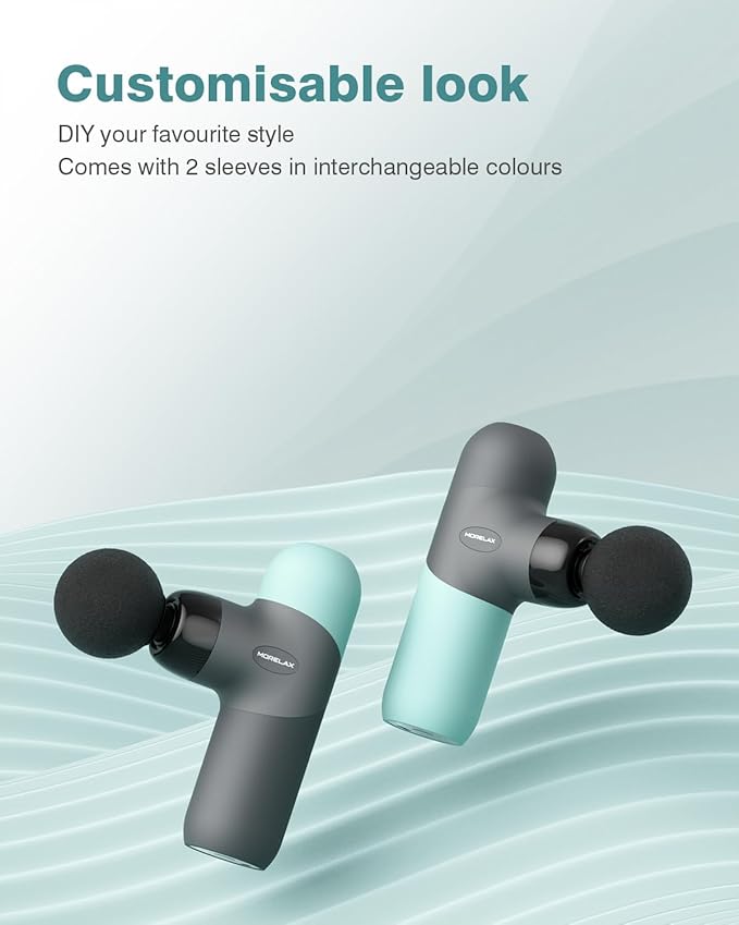 Morelax Mini Massage Gun Portable Deep Tissue Muscle Percussion Massager Electric Handheld Sport Massager with 6 Massage Heads 4 Speed Best Gift (Blue)