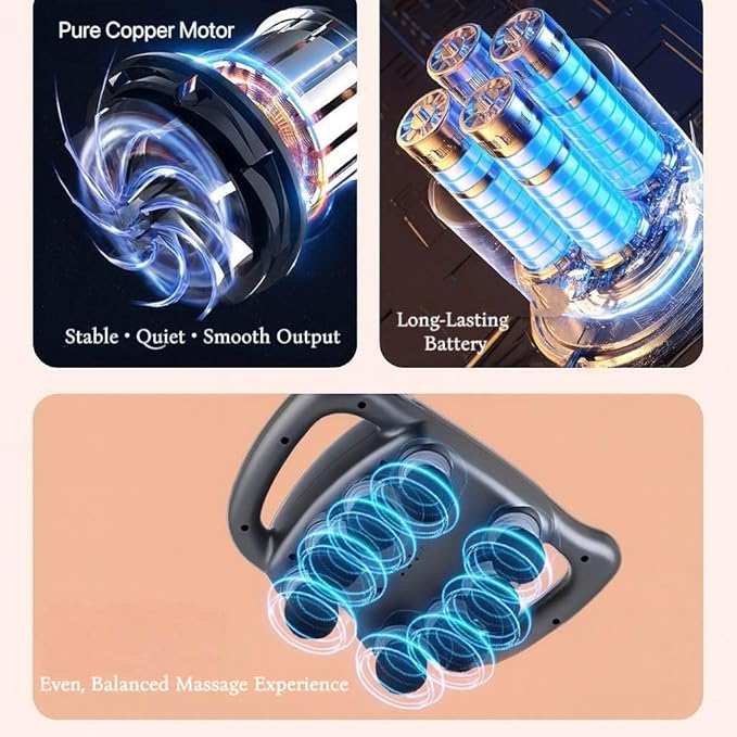 Quiet Deep Tissue Massage Gun for Muscle Relief 16-Head Back Massager with Pure Copper Motor Low-Noise Percussion Muscle Massager for Neck Shoulder &amp Legs