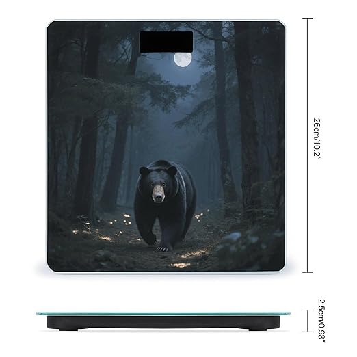 Black Bear Night Trees Weight Scale Large Digital Bathroom Scales with Bright LED Display Non Slip Digital Scale and Step On Fashion Weighing Machine for Body