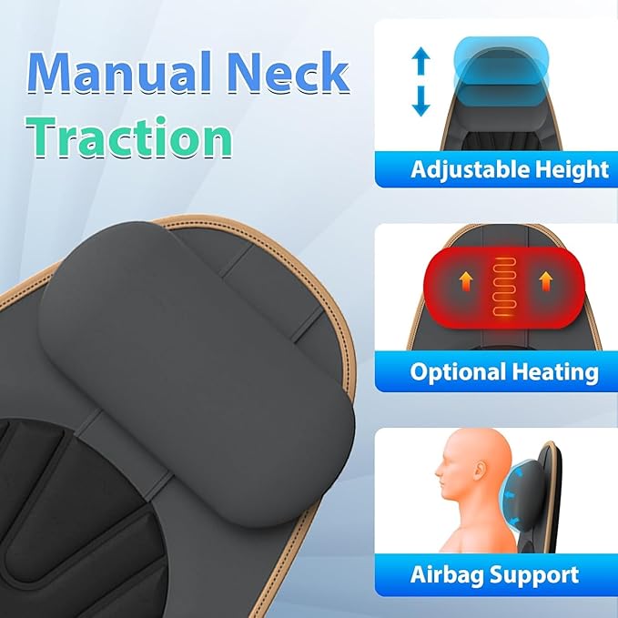 Sotion Massage Seat Cushion with Heat for Neck and Back 3 Heating Areas &amp 5 Massage Modes Electric Back Massager for Office Chair and Home Seat