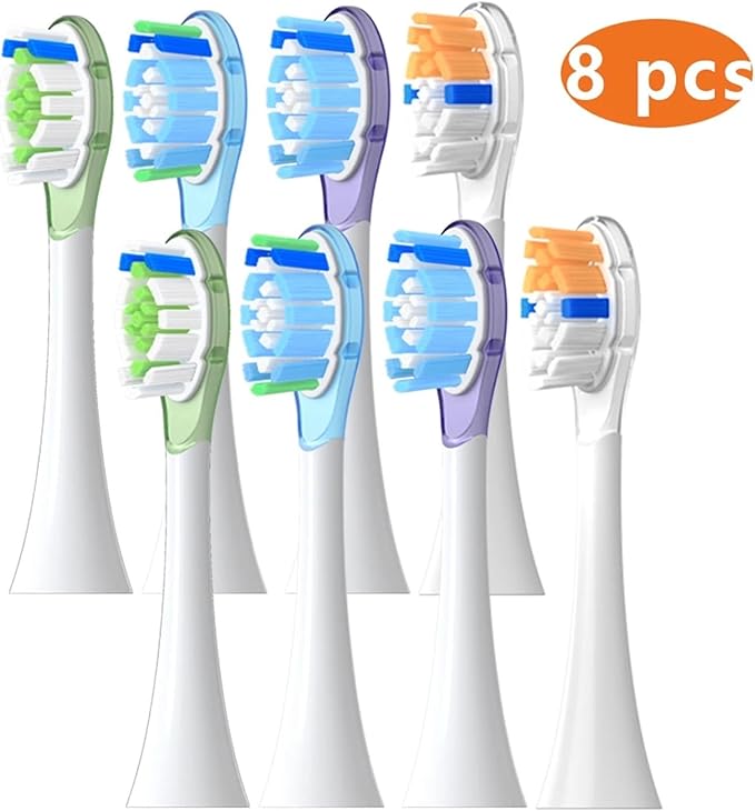8 Pcs Replacement Brush Heads ForCompatible for Philip Diamond Series HX6064 HX6930 HX6730 Sonic Electric Toothbrush Vacuum Nozzle A3(8 Purple A3)