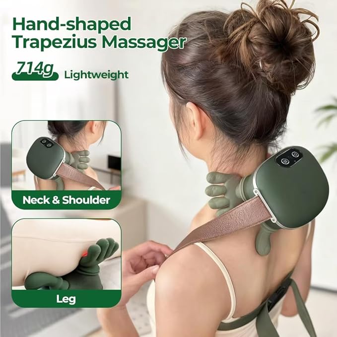 Bionic Heated Massager Shoulder and Neck Massager with Heat Electric Deep Tissue 4D Kneading Massage Electrlc Massage with Fingers for Pain Relief and Muscle Relax Neck Massager with Heat