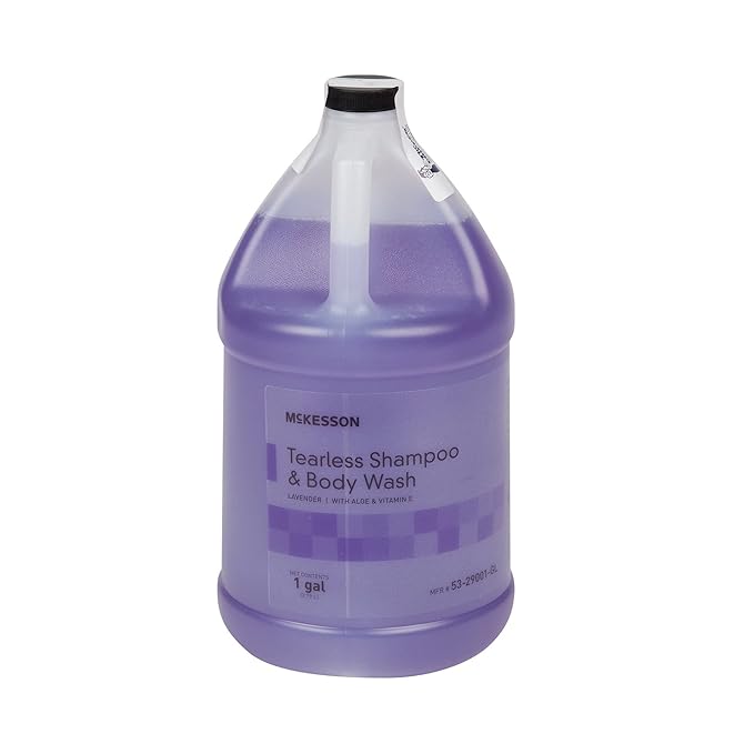 McKesson Shampoo and Body Wash with Aloe &amp Vitamin E 1 Gallon [Pack of 1] Bulk Refill Tearless Lavender
