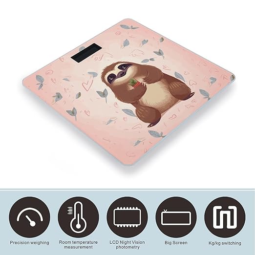 Cute Sloth Bathroom ScaleHighly Accurate Digital Weighing Machine for People Bright LED Display Weight Scale for The Aldult Home Use