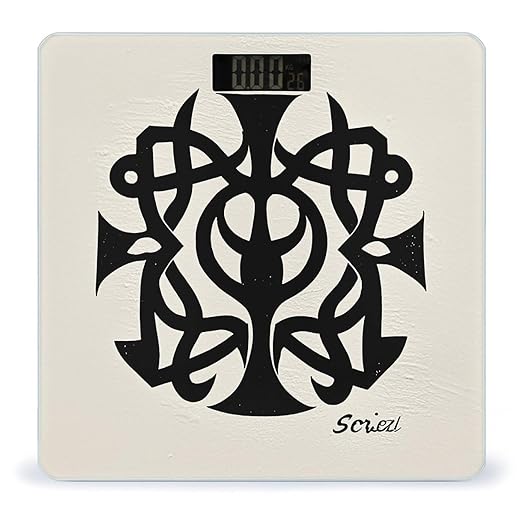 Supernatural Symbols Black Bathroom Scale for Body Weight LCD Display Digital Bathroom Scale Tempered Glass Bathroom Weight Scales Fashion Smart Scales for Home Bedroom 400 Lb