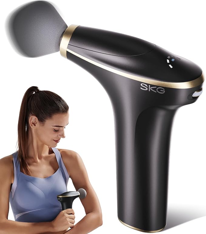 SKG Mini Massage Gun Deep Tissue for Women Men FSA and HSA Eligible Birthday Gift for Women Men 10mm Portable Percussion Massage Gun with Carry Bag Handheld Muscle Massager for Pain Relief FS700