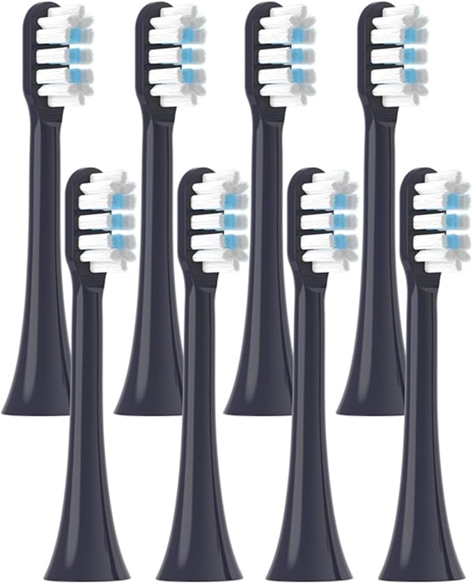 8pcs Replacement Toothbrush Heads for T301/T302/T501 Electric Tooth Brush(8 Black)