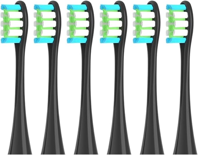 2/4/6PCS Soft Replacement Heads Compatible for Oclean X/X PRO/ Z1/ F1 Blue Brush Toothbrush Vacuum Bristle Nozzles(6PCSBlack)