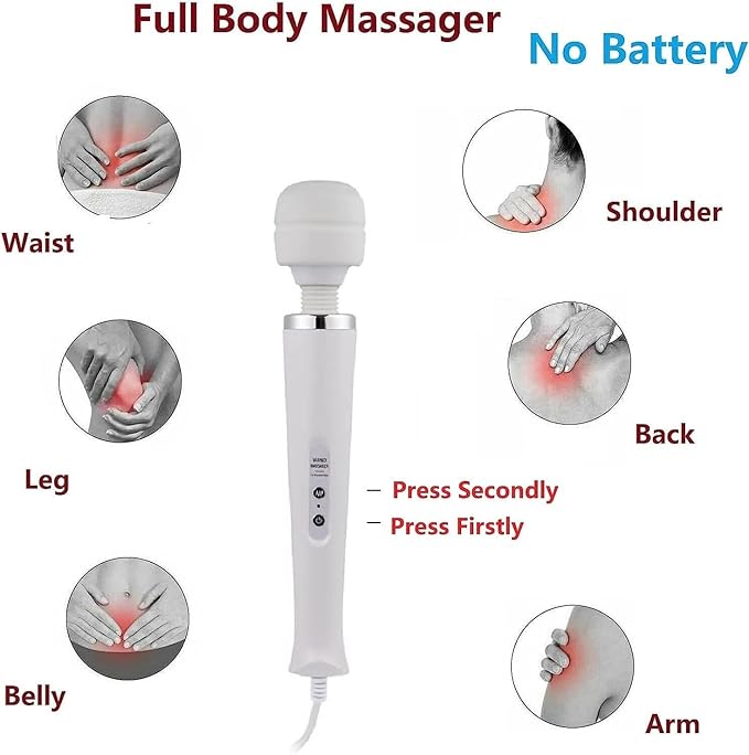 Powerful Massager Back Vibrating Massage for Woman Men Sport Recovery Muscle Aches Pain Shoulder Foot Massagers Tool (White Big Massage)