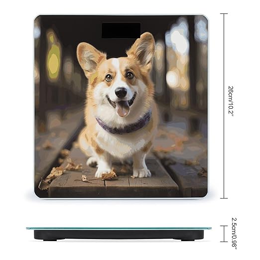 Dog Corg Bathroom Scale for Body Weight Bathroom Digital Electronic Weighing Scale with Back Lit LED Display Sturdy Tempered Glass Weight Watchers Scales 400lb