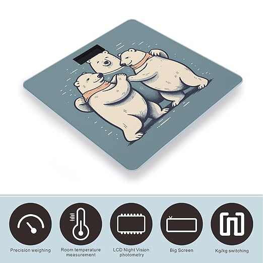 Bear Dancing Digital Bathroom Scale for Body Weight with High Precision Digital Weighing Scale with BMI Clear LCD Display and Step-On Measures Weight Up to 180kg
