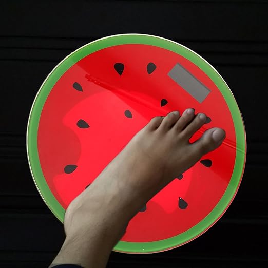 NOLITOY Digital Watermelon Body Weight Scale Precision Tempered Glass Bathroom Scale Mini Portable Fitness Management for Travel and Home Use
