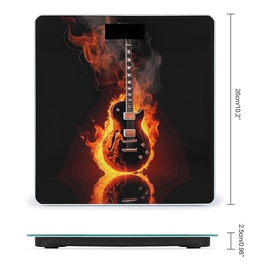 Fire Guitar Weight Scale Digital Electronic Scales Bathroom Scale Larg LCD Backlight Display High Precisio MeasurementsTempered Glass