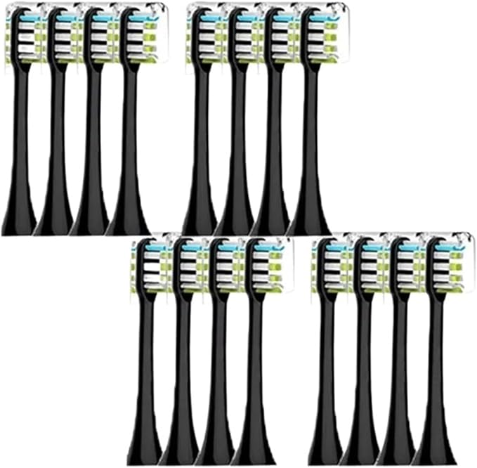16Pcs Replacement Brush Heads Compatible for SOOCAS X3 X1 X5 Electric Toothbrush Bristle Sealed Packed(Black16)