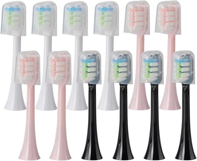 Replacement Brush HeadsCompatible for SOOCAS X3U/X3Pro/X5/V1/D2/D3 12pcs Bristle Electric Toothbrush Dupont Sealed Packed(SHUSHI-PK6BK6)