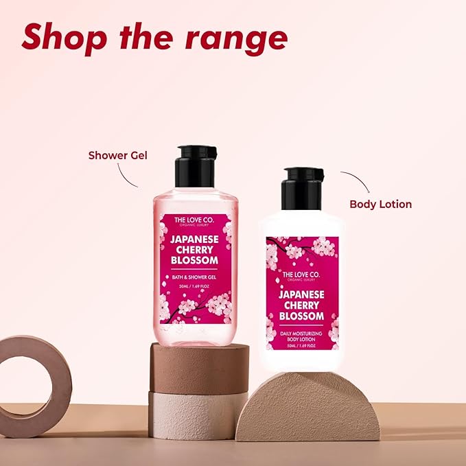 T.H.E. L.OV.E Japanese Cherry Blossom Body Wash | Luxury Body Wash for Women | Organic &amp Vegan | Shower Gel Women | 100% Vegan | Luxury Beauty | Body Skin Care Products 50ml(1.6 fl oz)