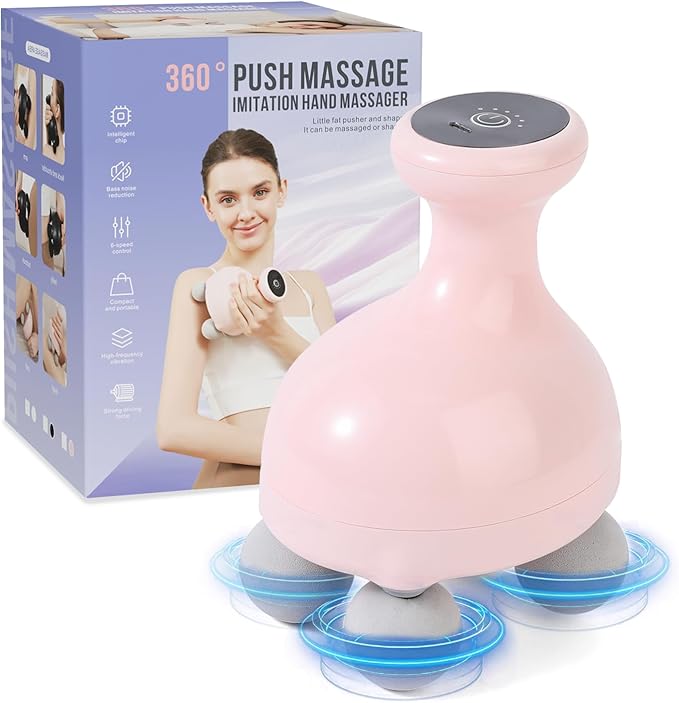 DEITY 4 Heads Handheld Massage Gun Deep Tissue Electric Body Massager Percussion Muscle Massager for Easing Shoulder and Back Tension with Reverse Thrust Function