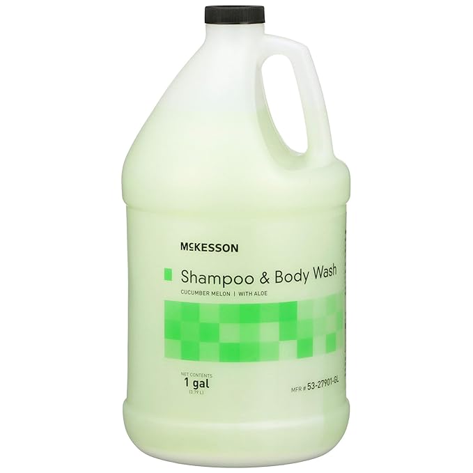McKesson Body Wash and Shampoo - 1  Gallon Bulk Refill Full Body Wash with Aloe Cucumber Melon Scent - Sensitive Skin &amp Hair 2‑in‑1