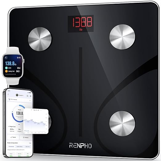 RENPHO Smart Scale for Body Weight FSA&ampHSA Eligible Digital Bathroom Scale BMI Weighing Bluetooth Body Fat Scale Body Composition Monitor Health Analyzer with Smartphone App 400 lbs - Elis 1