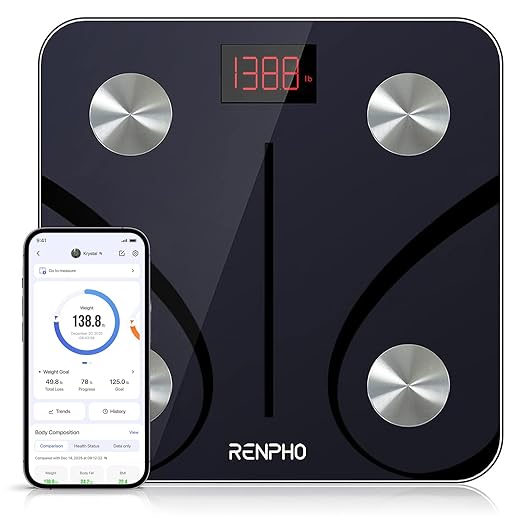 RENPHO Bluetooth Body Fat Scale Digital Weight Scale Bathroom Smart Body Composition Analyzer Wireless BMI Compact Scale Health Monitor with Smartphone APP 396 lbs