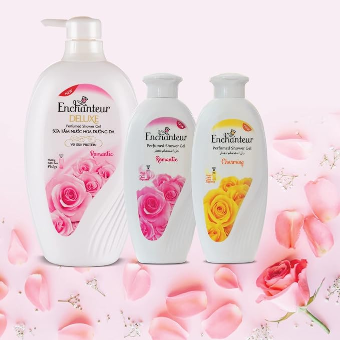 Enchanteur Romantic Perfumed Shower Gel for Women 250g with Roses &amp Jasmine Extracts
