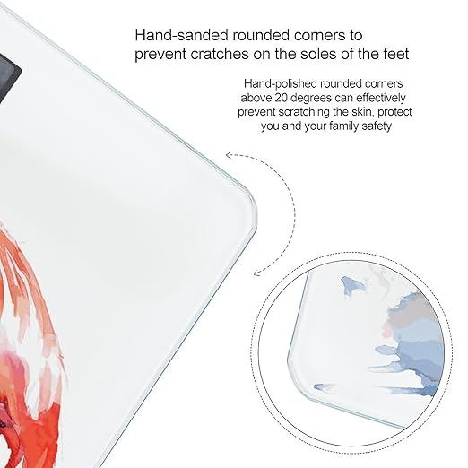Watercolor Flamingos Scale with LCD Easy-to-Read Anti-Slip Weight Digital Bathroom Scale Precision Weighing Scales Sturdy Tempered Glass Body Weight Scales for Daily Use