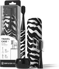 MIPOW Brush GO SlimPro i4 Electric Toothbrush Rechargeable Smart Ultra Sonic 3 Modes Travel Case &amp Ceramic Dock 60Day Battery Soft Bristles 2 Heads IPX7 Waterproof Color-ZebraBold Edition