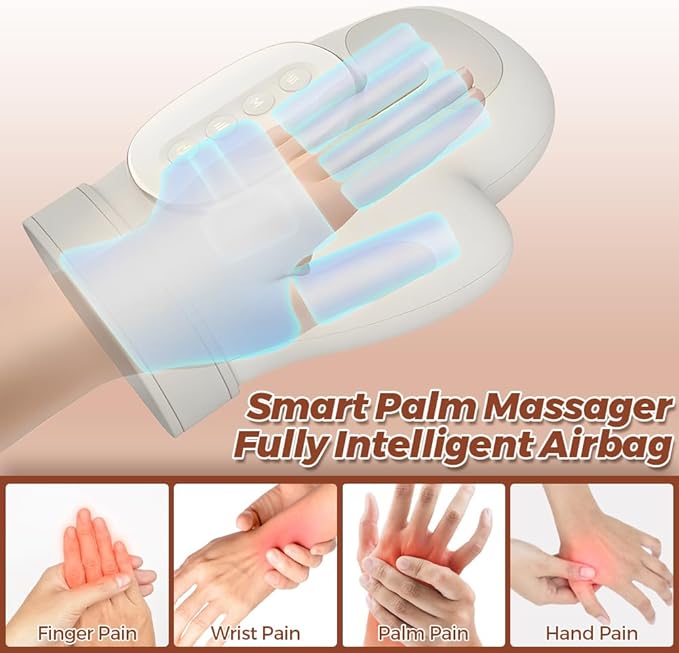 Hand Massager with Heat and Compression Cordless Hand Massager Full-Hand and Wrist Coverage 3 Massage 3 Temperatures 5 Compression Models for Women Men Wrist Palm Finger Carpal Tunnel