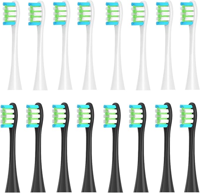Compatible for Oclean 16PCS Replacement Brush Heads - Sonic X/X Pro/Z1/SE/F1/One/PW01-09/P5(16 White and Black)