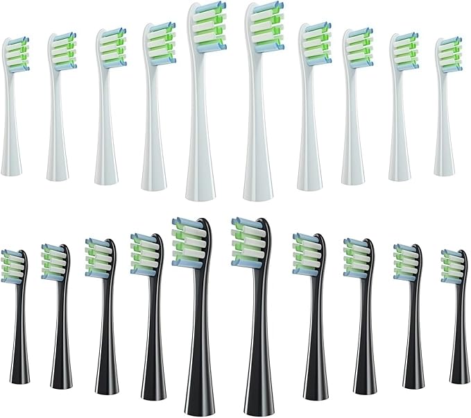 Replacement Brush Head Compatible with Oclean X/X Pro/SE+/ Air / Z1 / F1 / One Electric Toothbrush Soft Bristle Brushes Replaceable Head Fit Sonic(10 White 10 Black)