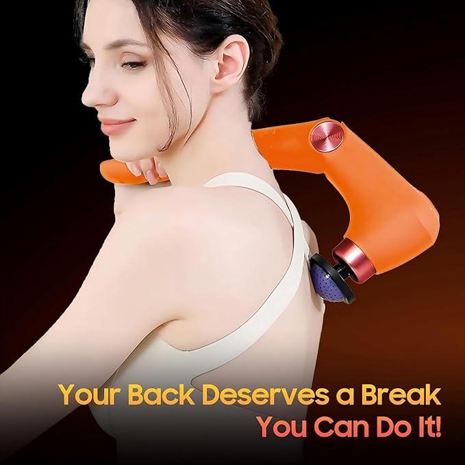 Massage Gun with 10 Replacement Heads Massage Gun with Heat Back Massager for Pain Relief Deep Tissue Massager for Shoulder &amp Back Muscle Recovery (Orange)