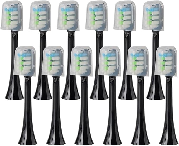 Replacement Brush HeadsCompatible for SOOCAS X3U/X3Pro/X5/V1/D2/D3 6/12pcs Bristle Heads Electric Toothbrush(SHUSHI-BK-12PCS)