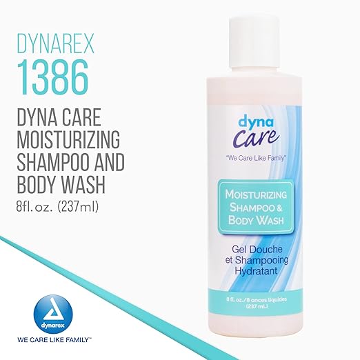 Dynarex Shampoo and Body Wash - Unisex Moisturizing All-in-One Shampoo Body Wash for Skin &amp Hair - Mild Formula for Sensitive Skin - Tropical Scent - 8 oz. 48 Bottles/Case (Packaging May Vary)