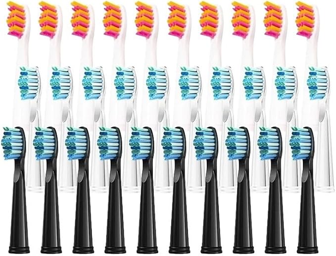 Toothbrush Heads Replaceable Brush Compatible for SG-507B/908/909/917/610/659/719/910/575/551/548(10pcs Black)