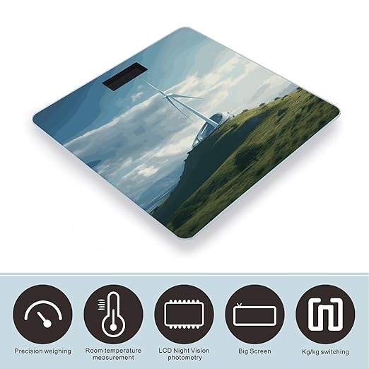 Wind Turbine Bathroom Scale for Body Weight with High Precision Large LCD Backlight Display Digital Weighing Scale with BMI Capacity Up to 180kg