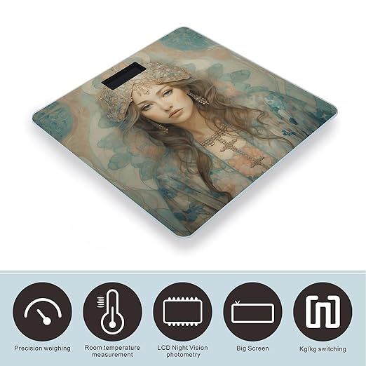 Teal Style Women Smart Scale for Body Weight Accurate Bathroom Scale with LED Display Digital Weight Scales Weighing Machine High Precision Scales for Bath Home