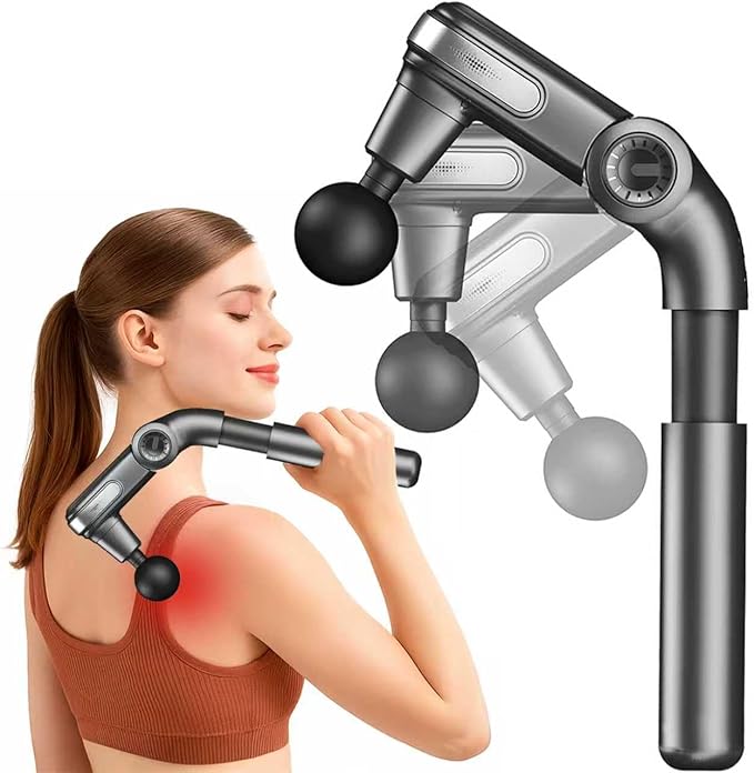 Foldable Massage Gun Deep Tissue with Retractable HandleBack and Neck Massager for Pain ReliefHandheld Massager for Shoulder Lower Leg Waist– Perfect Gifts for Women  Father Mother Friends