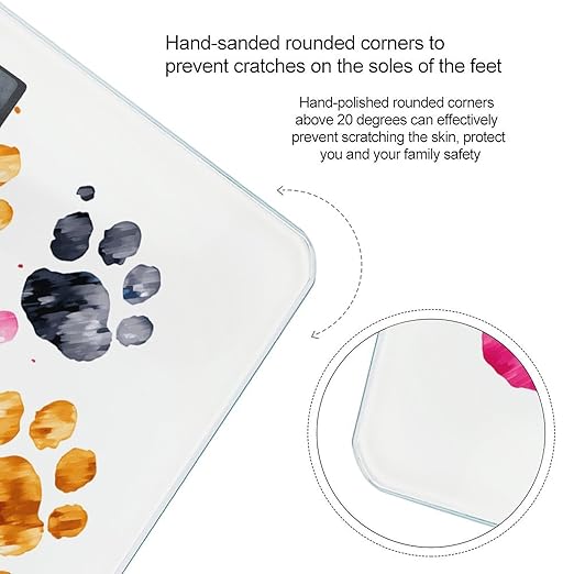 Colorful Dog Paws Bathroom Scale for Body Weight 400 Lb Weight Scale with High Precision Sensors Tempered Glass Highly Accurate Digital Weighing Machine for People