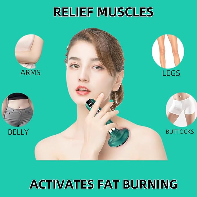12 Levels Adjustable Handheld Cellulite Massager Charging Heated Guasha Tool Cupping Massage Body Sculpting Machine Cellublast for Cellulite Remover for Body Massager (Grey)