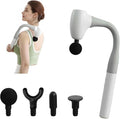 Massage Gun with Extended Handle Upgraded U-Shaped Back Massager Reaches Hard-to-Access Muscles 4 Massage Heads &amp 4 Speed Levels Body Massager for Back Waist Neck Shoulder Leg White
