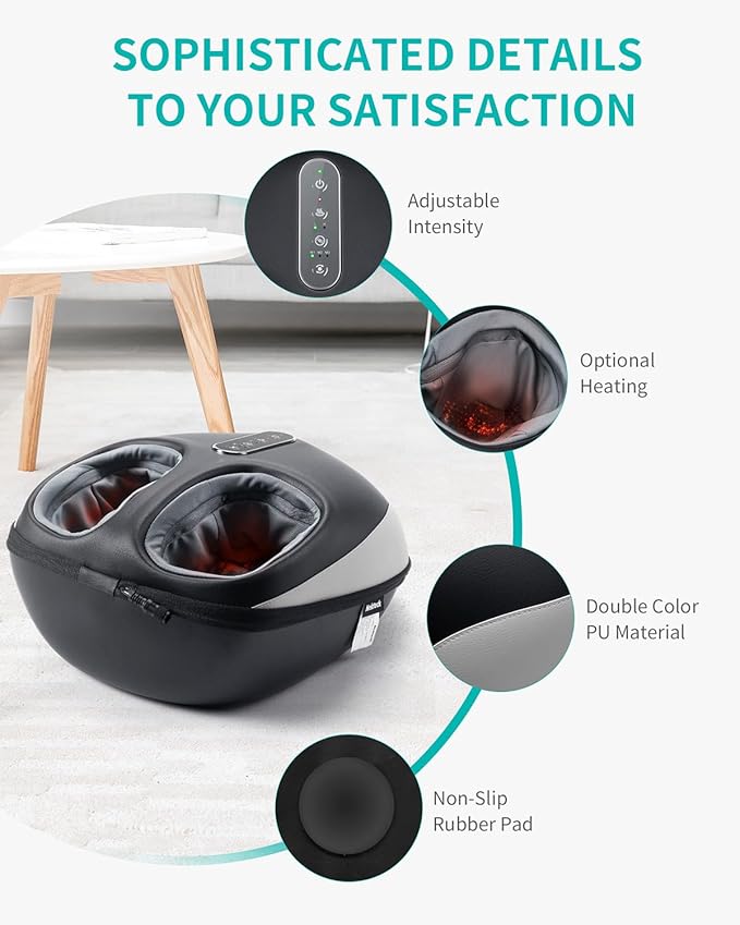 Nekteck Shiatsu Foot Massager with Heat Heated Foot Massager Machine for Neuropathy &amp Plantar Fasciitis Adjustable Intensity FSA Eligible HSA Store Eligible Ideal Gifts for Women &amp Men
