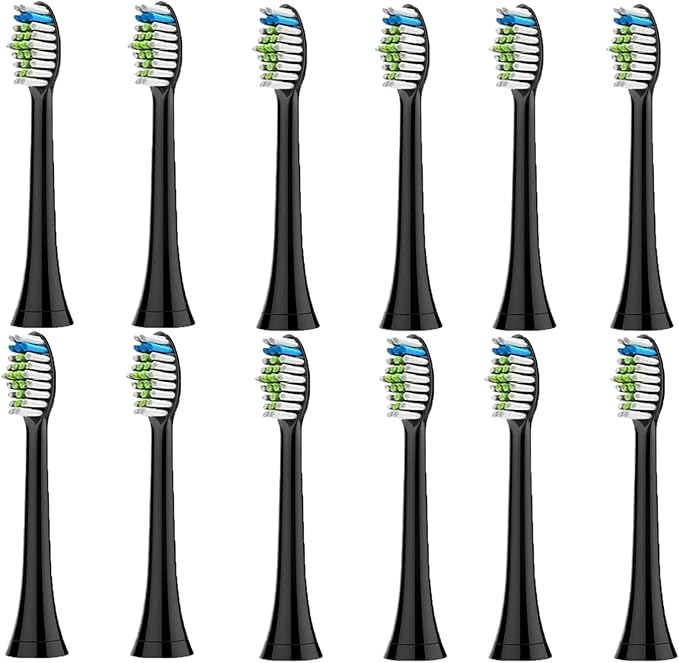 4pcs Replacement Brush HeadCompatible with PH Sonic Care Diamondclean Electric Toothbrush(12pcs Black)