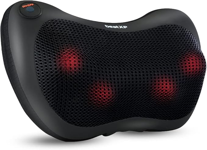 beatXP Deep Heal Pillow Shiatsua Infrared Heat Therapy Massager with 3 Mode Settings Deep Tissue Massager for Shoulder Neck and Back Pain Relief with Corded Electric
