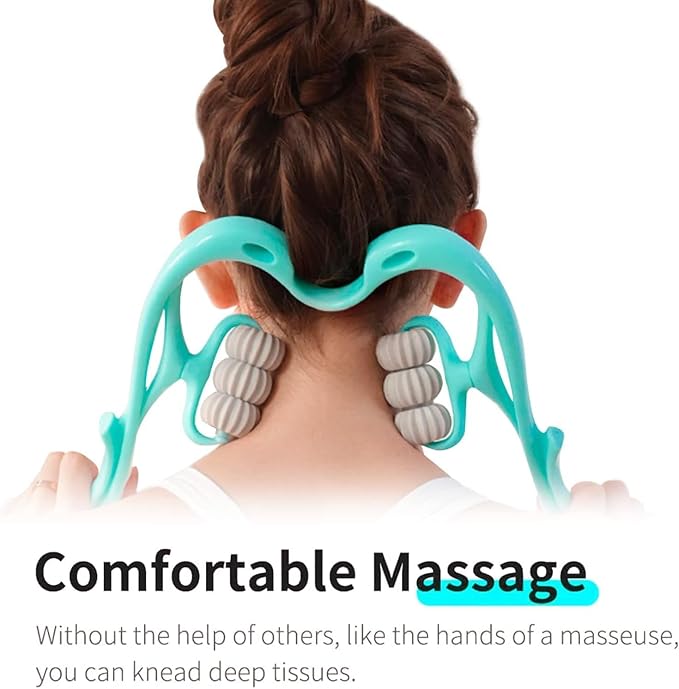 Handheld Massager with 6 Balls - Premium Deep Tissue Relief for Neck Back Shoulders and Legs (Blue)