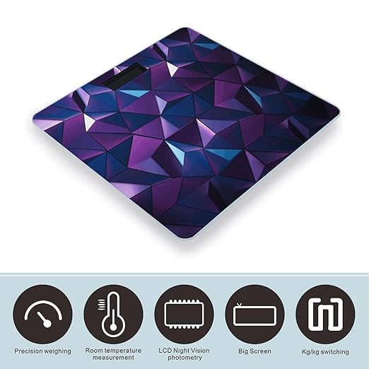 Purple Geometric Weight Scale for Body Weight Digital Bathroom Scale High Capacity Accurate Digital Weighing Scales and Easy-to-Read on Backlit LCD Display Scales